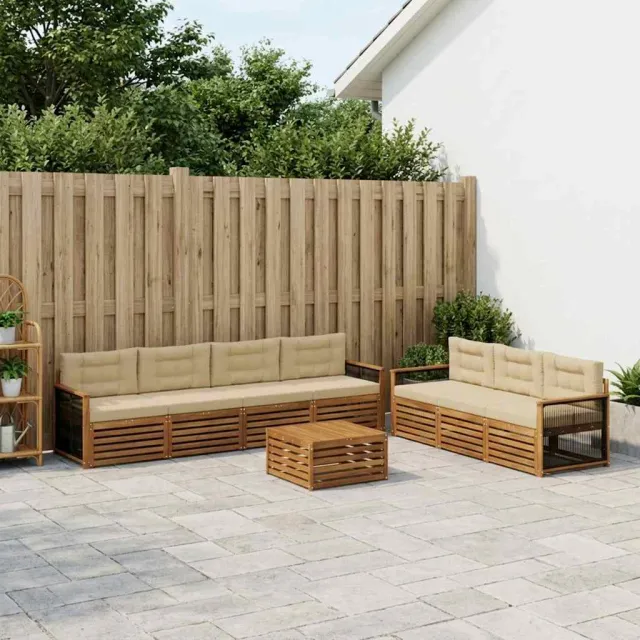 vidaXL Buiten bankenset 8 st 7-zits Natuurlijk en Beige