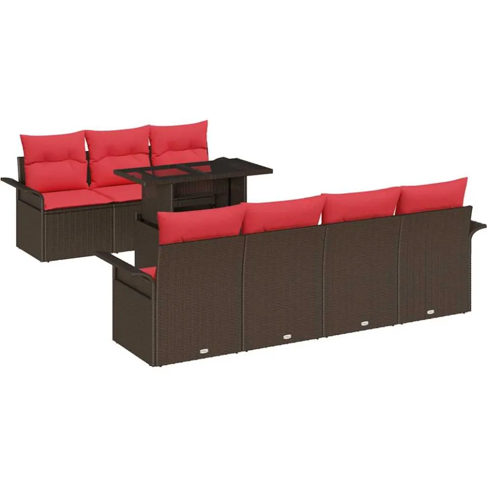 vidaXL Tuin Sofa Set 8 st 7-zits Bruin Polyrotan