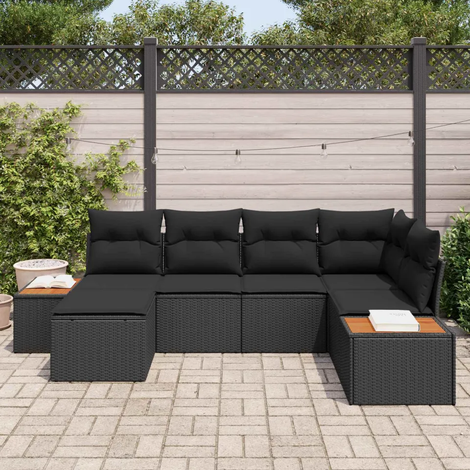 vidaXL Tuin Sofa Set 6 st Zwart poly rattan, foto 3