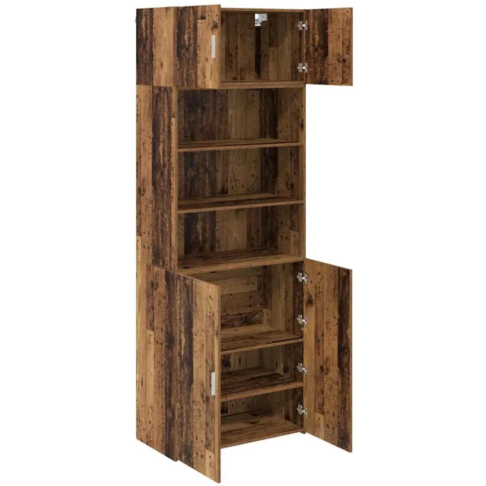 vidaXL Opbergkast Oud Hout 80 x 42,5 x 225 cm Bewerkt hout bruin, foto 3