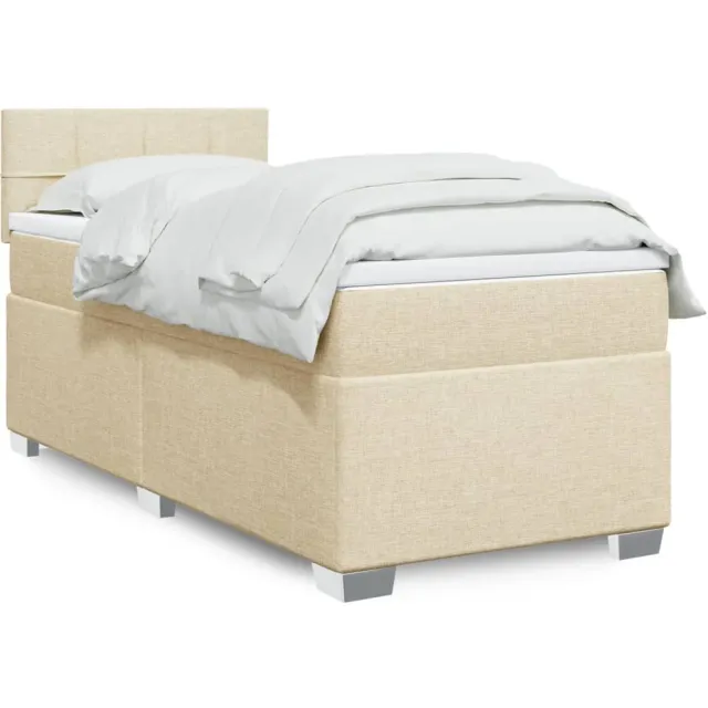 vidaXL Boxspring met matras stof crèmekleurig 80x200 cm