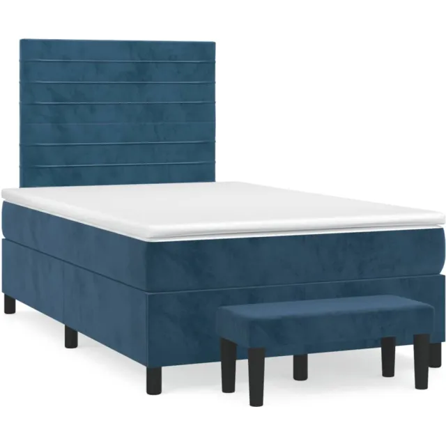 vidaXL Boxspring met matras fluweel donkerblauw 120x190 cm blauw