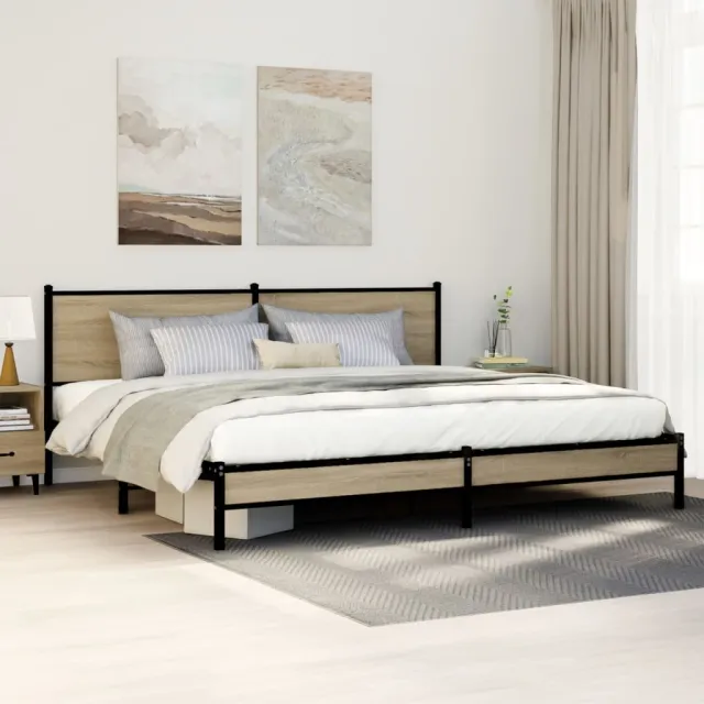 vidaXL Bedframe zonder matras metaal sonoma eikenkleurig 193x203 cm