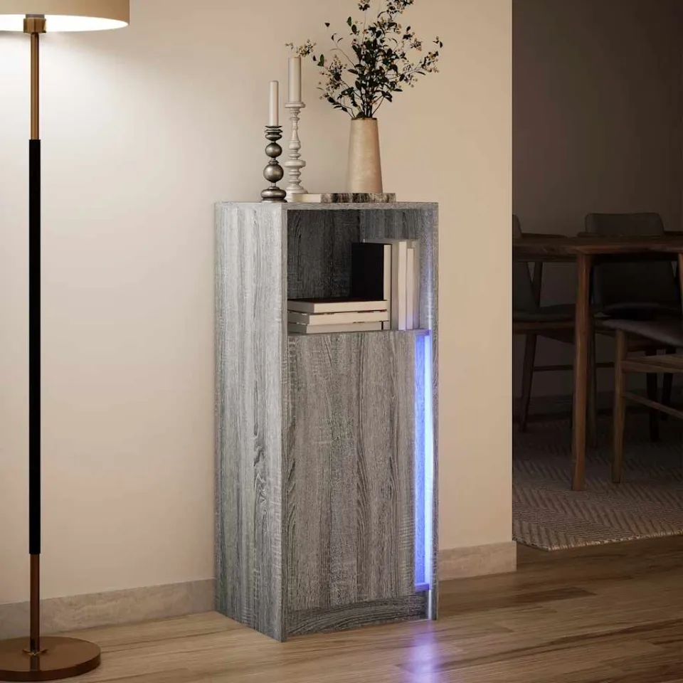 vidaXL Dressoir met LED 42,5x34x100 cm bewerkt hout grijs sonoma eiken, foto 4