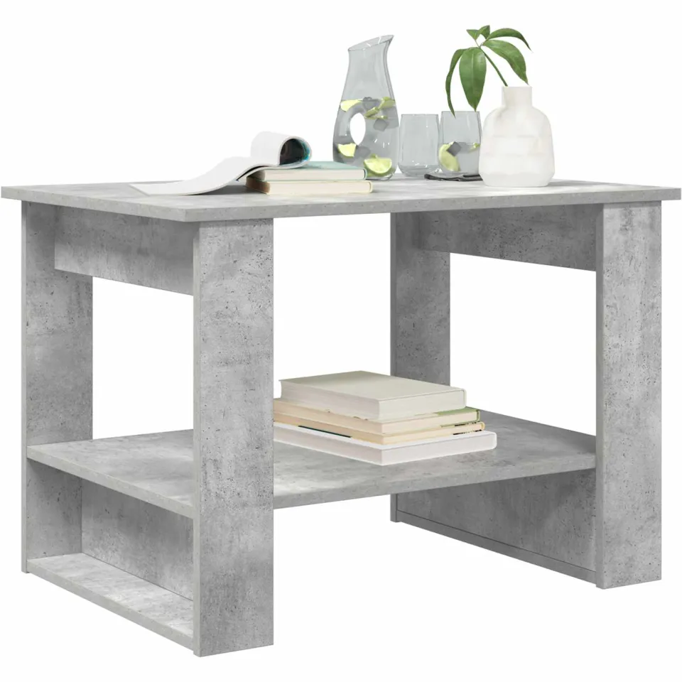 vidaXL Salontafel Beton Grijs 72 x 50 x 50 cm Bewerkt hout