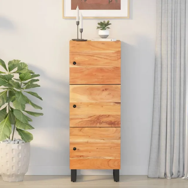 vidaXL Hoge kast met 3 deuren 40x33x110 cm massief acaciahout en ijzer bruin, foto 2