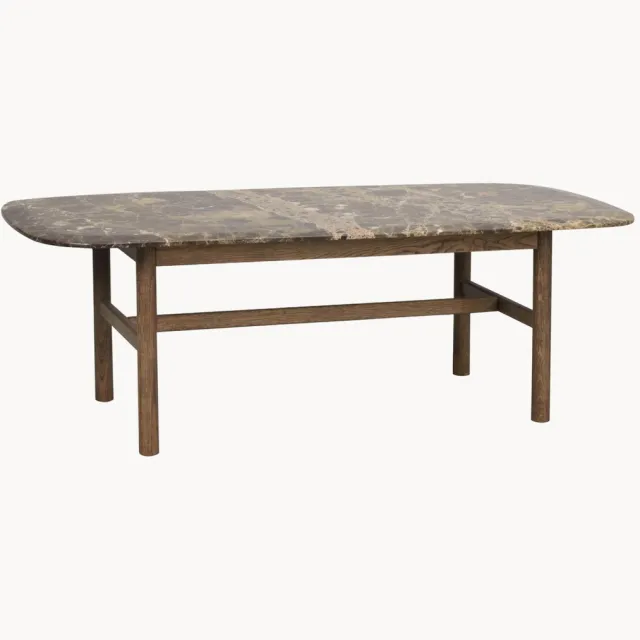 Rowico Home Ovale salontafel Hammond van marmer en eikenhout Bruin