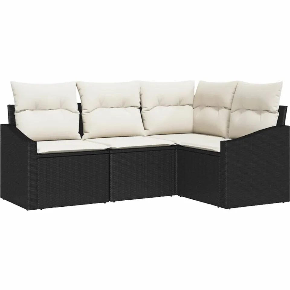 vidaXL Tuinbankenset 4 st Zwart en Wit poly rattan