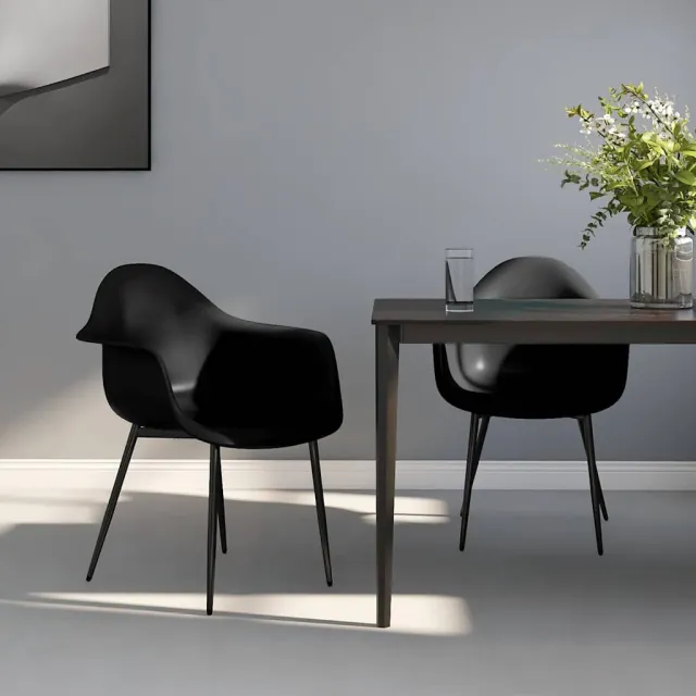 vidaXL Eetkamerstoelen 2 st PP zwart, foto 2