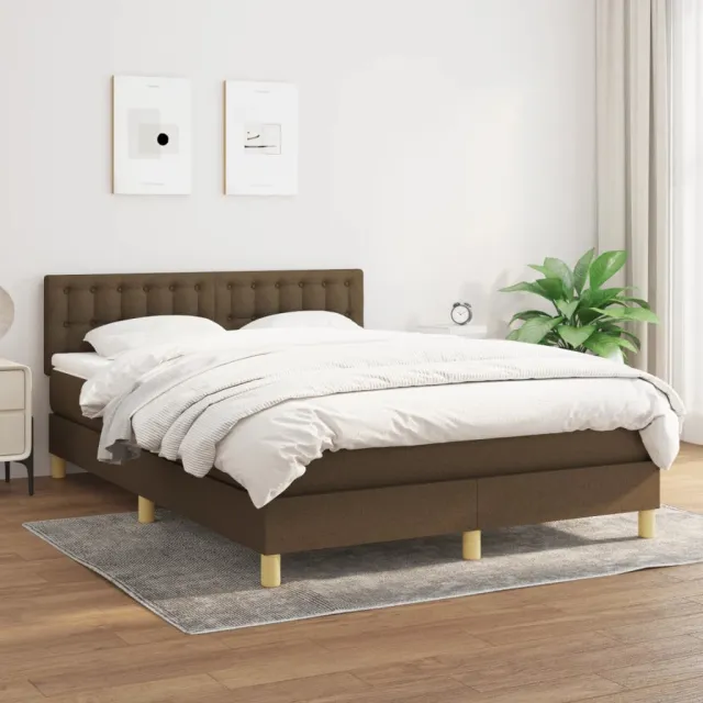 vidaXL Boxspring met matras stof donkerbruin 140x200 cm bruin