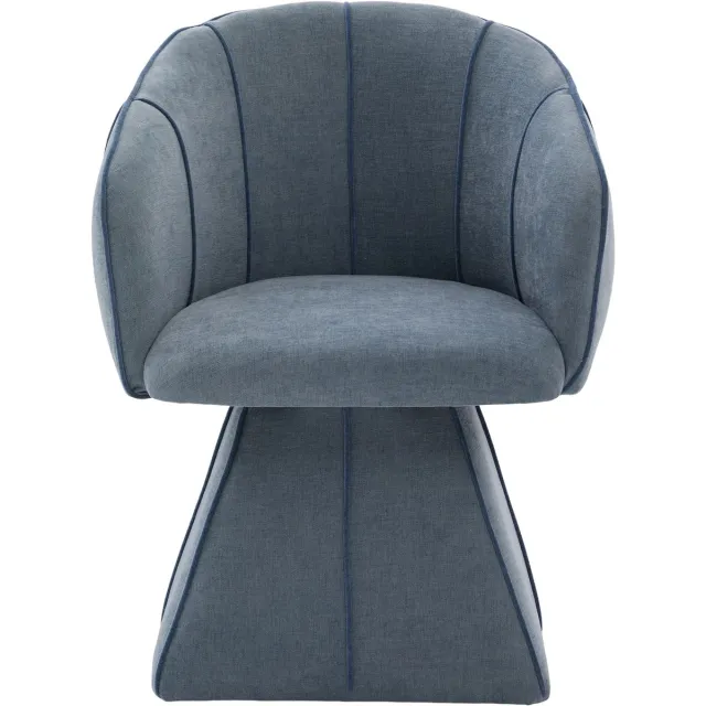 MUVANO Blauwe chenille draaistoel - Ergonomische fauteuil met hoge rugleuning - Comfortabele zitting - 56x54x74,5cm - 360 graden draaibaar - Woonkamer Blauw