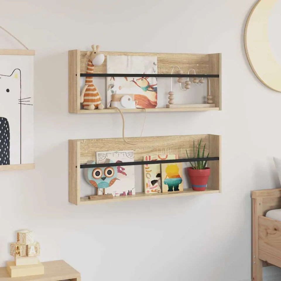 vidaXL Tijdschrift Rek 2 st Sonoma Eiken 80 x 12 x 30 cm Bewerkt hout, foto 4
