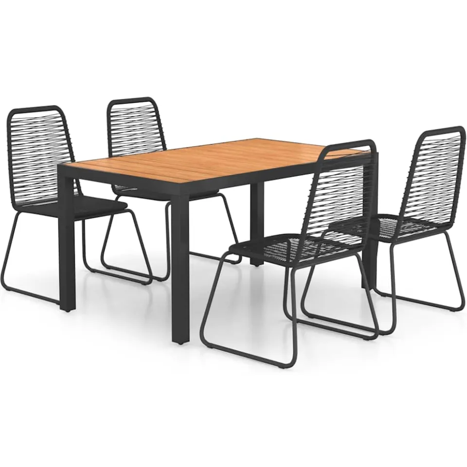 vidaXL 5-delige Tuinset PVC-rattan zwart en bruin, foto 4