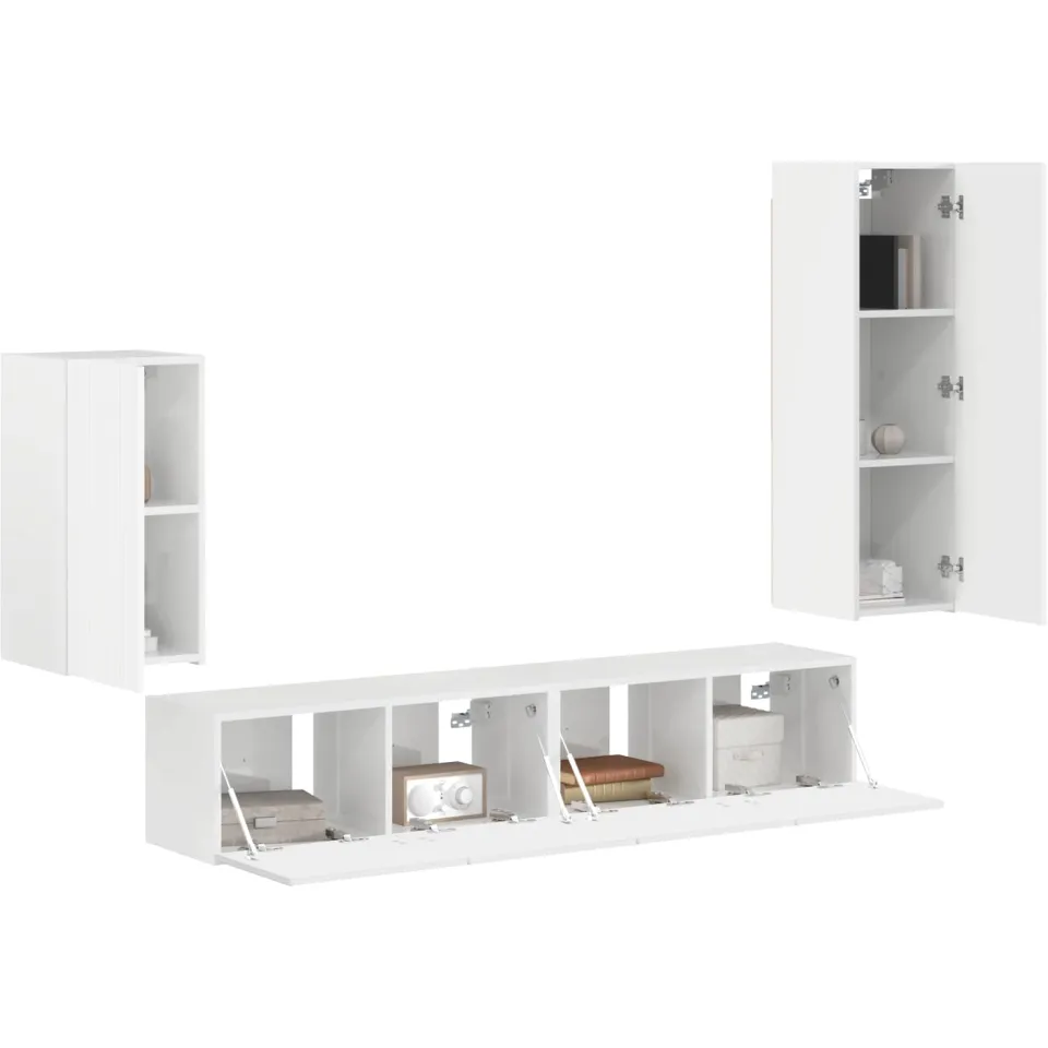 vidaXL Tv-meubelset 4 st 31 x 30 x 100 cm Hoogglans wit