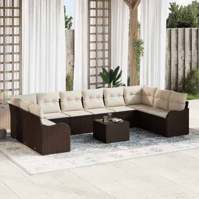 vidaXL Tuin Sofa Set 11 st Bruin en wit poly rattan