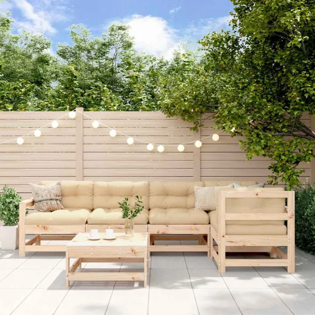 vidaXL 6-delige Loungeset met kussens massief hout Bruin