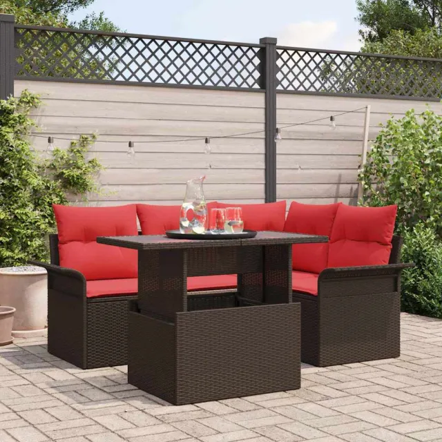 vidaXL Tuin Sofa Set 5 st Bruin poly rattan, foto 2