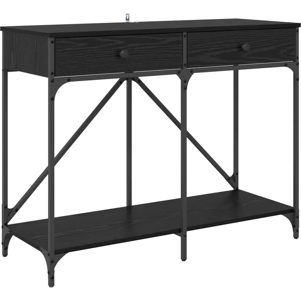 vidaXL Wandtafel Zwart Eiken 100 x 39 x 78,5 cm Bewerkt hout, foto 3