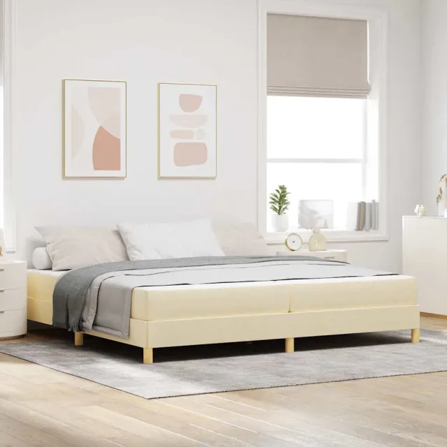 vidaXL Boxspringbed met matras Crème 200 x 200 cm Stof