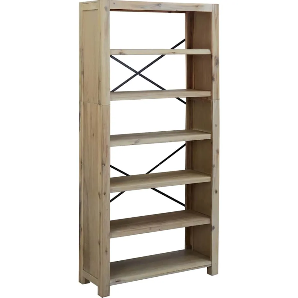 vidaXL Boekenkast met 6 schappen 80x30x170 cm massief acaciahout bruin, foto 3