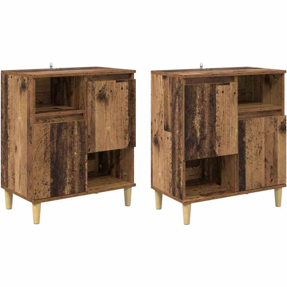 vidaXL Dressoirs 2 st Oud Hout 60 x 35 x 70 cm Bewerkt hout bruin, foto 3