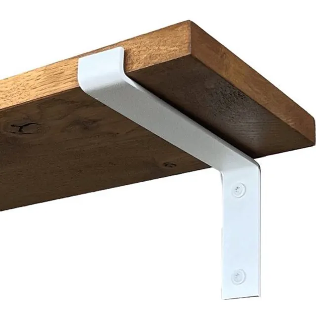 GoudmetHout Donkere Eiken Wandplank - 260x20 cm - Plankdragers L Mat Wit Donker eiken