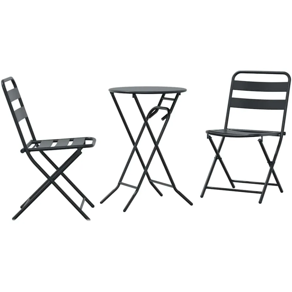 vidaXL Tuin Bistro Set 3 st Antraciet Staal, foto 3