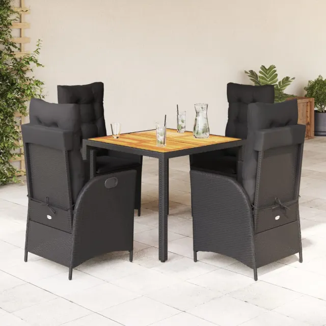vidaXL 5-delige Tuinset met kussens poly rattan zwart, foto 2