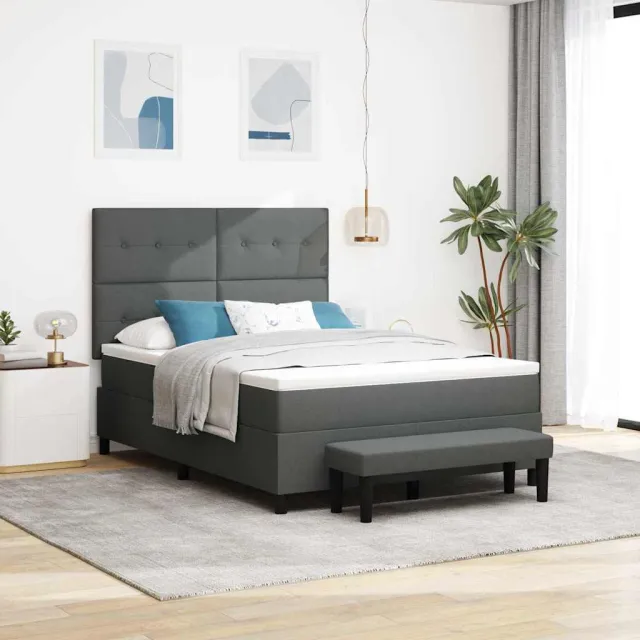 vidaXL Boxspringbed met kussen Donkergrijs 140 x 200 cm Stof