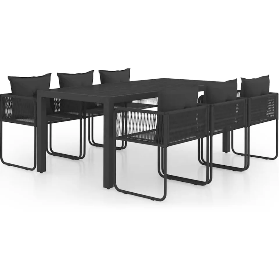 vidaXL 7-delige Tuinset PVC-rattan zwart, foto 4