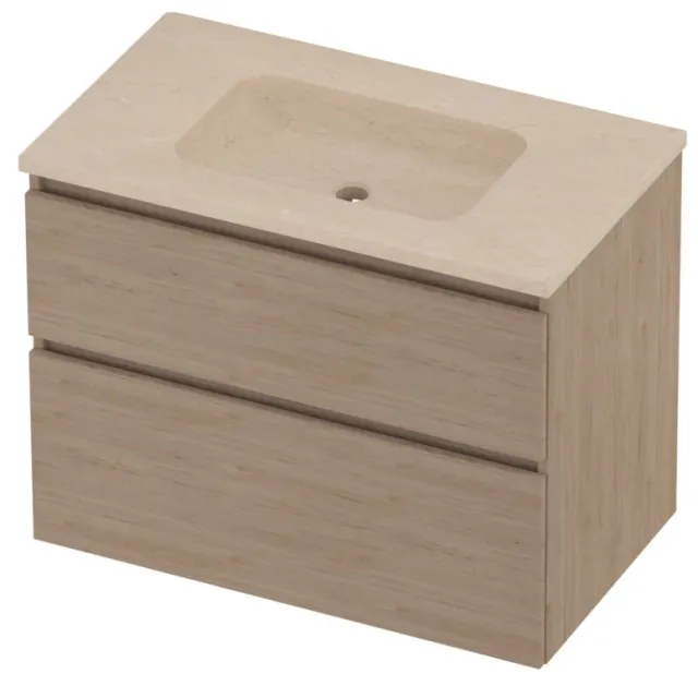 Proline Rollo Badmeubelset Hardsteen Elegant Zonder Kraangat 80x46x62 cm Sand Stone Ideal Oak Eiken