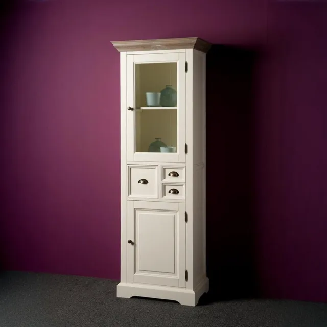 Tower Living Vitrinekast Fleur - Wit Hout - 66x40x191cm