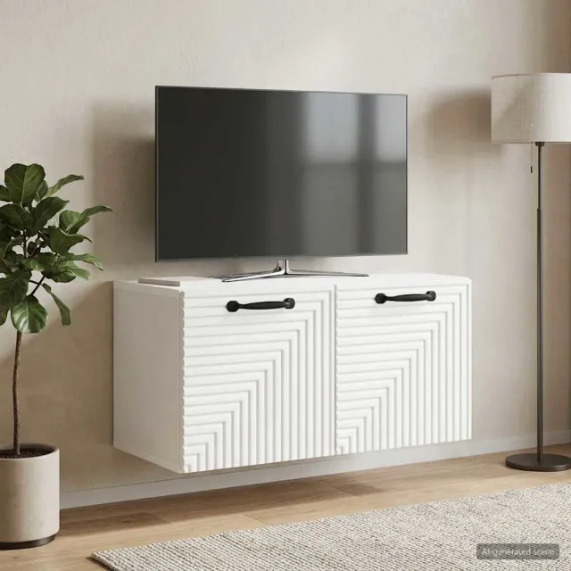 vidaXL Wandbeugel TV-kast Wit 59,5 x 31 x 30 cm Bewerkt hout