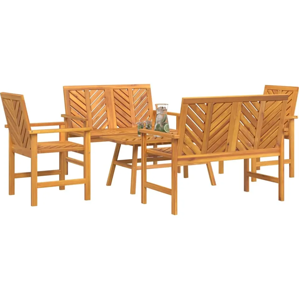 vidaXL Tuin loungeset 5 st Bruin Massief Acaciahout