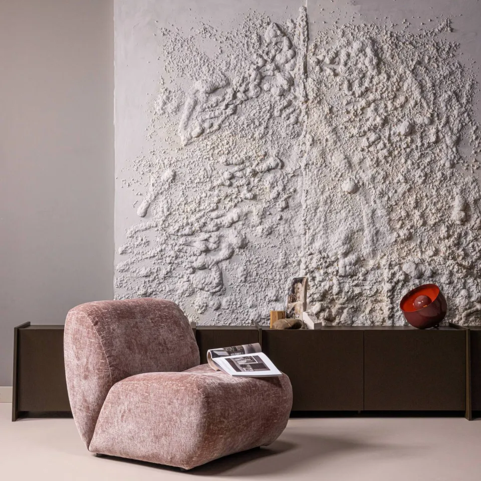 WOOOD Nomu Fauteuil Craquelé - Velvet - Lichtblauw - 74x76x92, foto 3