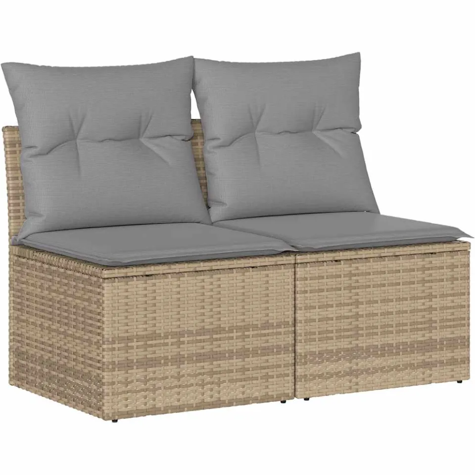 vidaXL 2-delige Loungeset met kussens poly rattan acacia beige