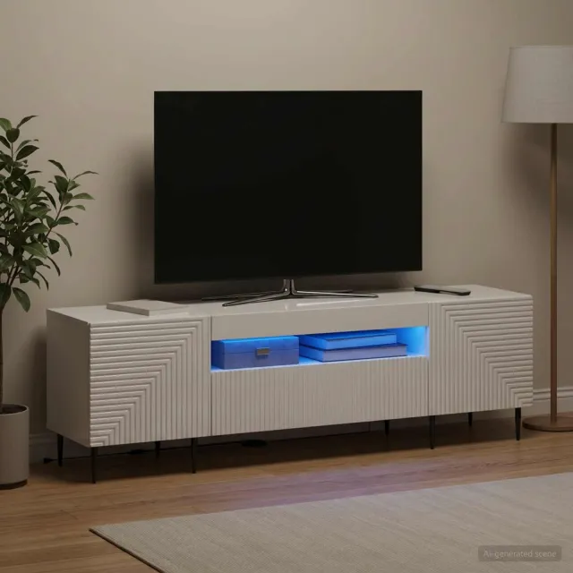 vidaXL LED tv-meubel HAARLEM 153 x 35 x 43 cm Hoogglans Wit, foto 2