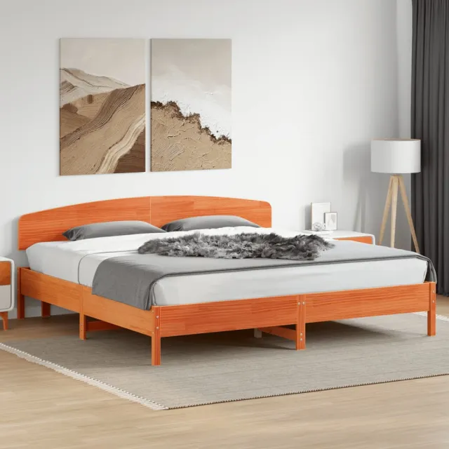 vidaXL Bedframe zonder matras massief grenenhout wasbruin 200x200 cm bruin