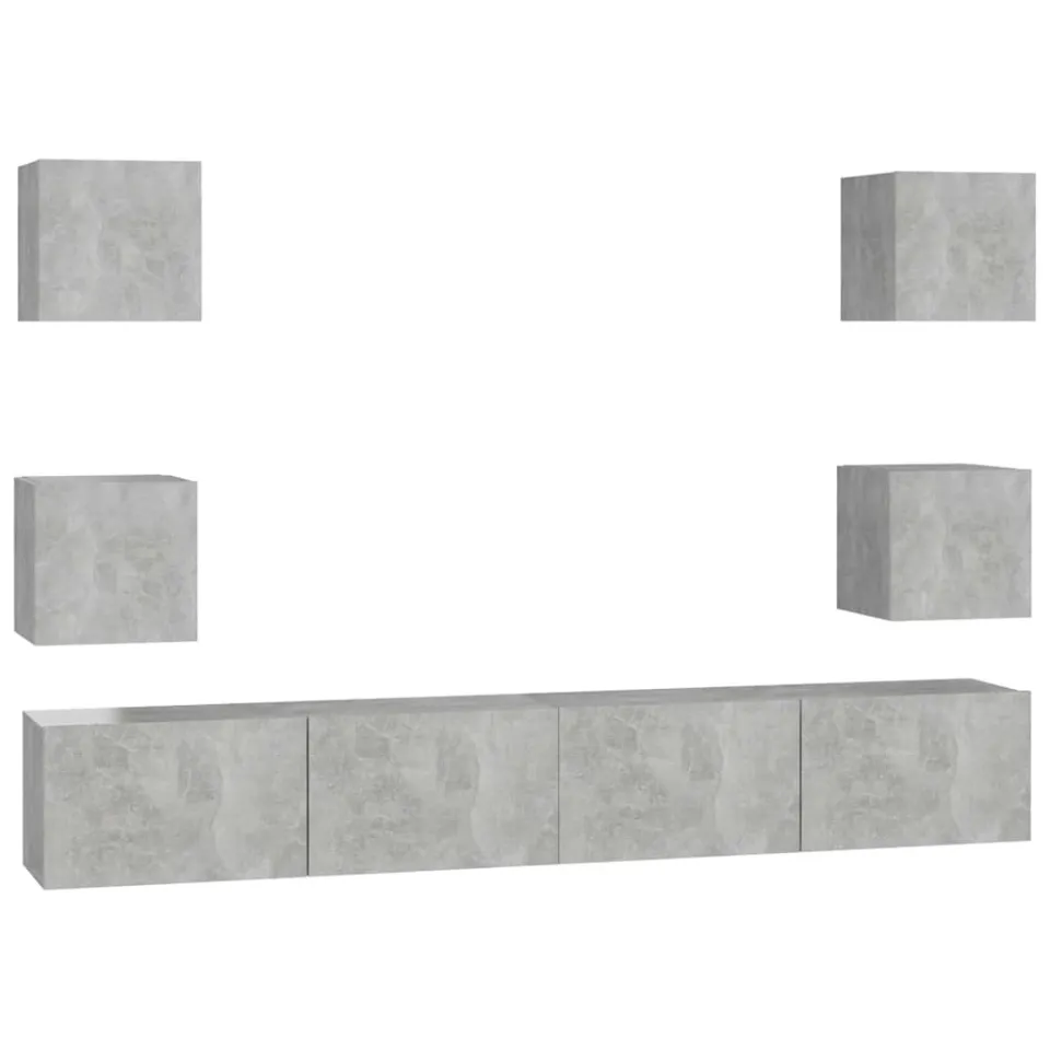 vidaXL 6-delige Tv-meubelset bewerkt hout betongrijs grijs, foto 3