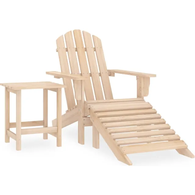 vidaXL Tuinstoel Adirondack met voetenbank en tafel massief vurenhout Beige