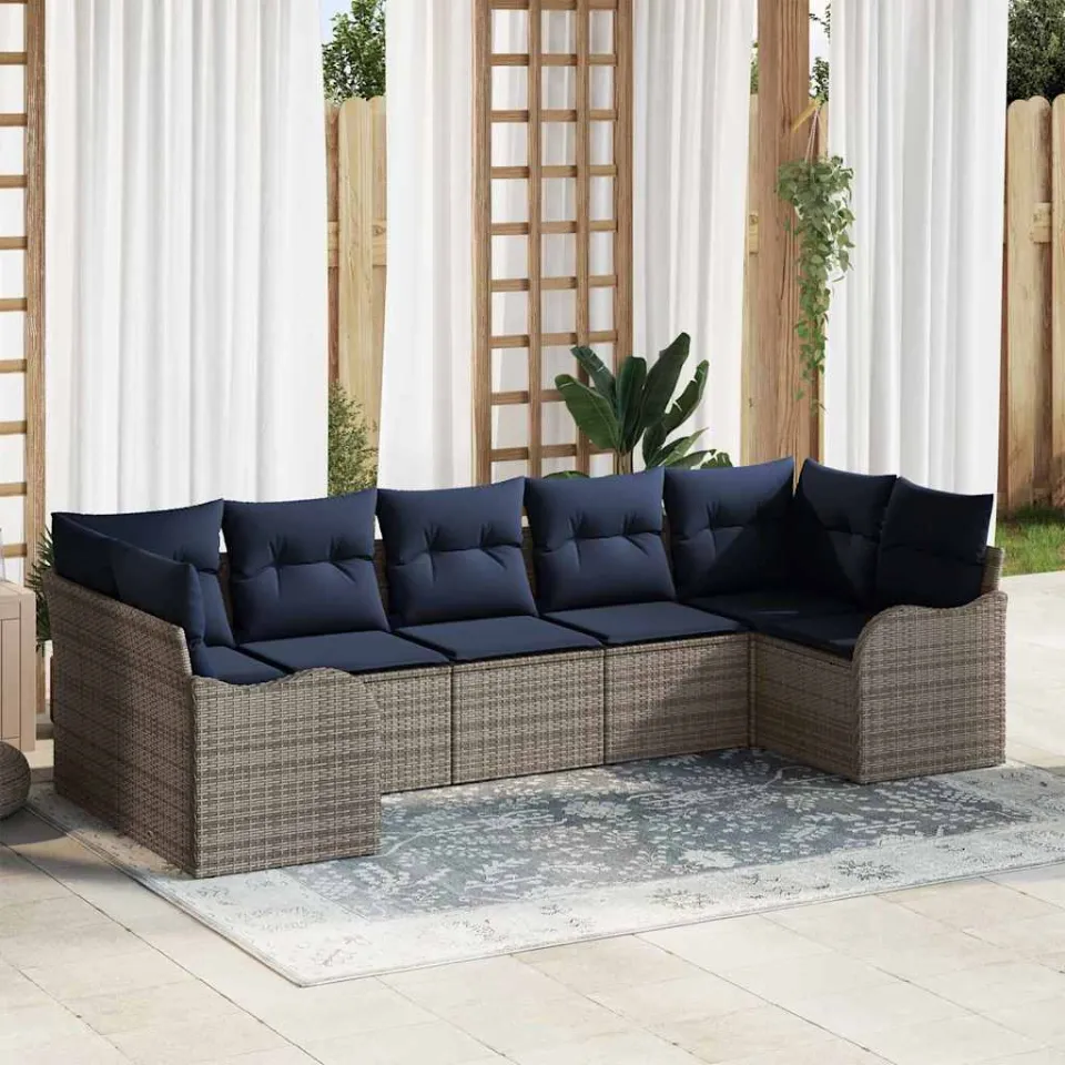 vidaXL Tuin Sofa Set Grijs poly rattan, foto 3