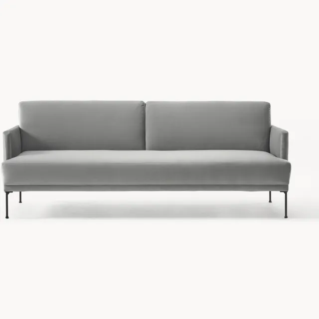 Westwing Collection Fluwelen slaapbank Fluente (3-zits) Grijs