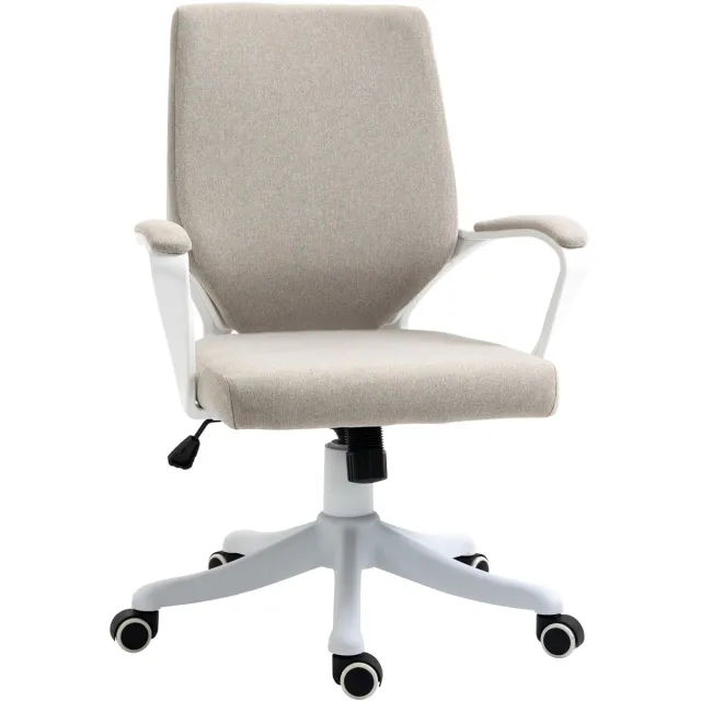 Merax Ergonomische Bureaustoel Beige - Met Armleuningen - Met Lendensteun - Hoogte Verstelbaar 44-52 cm - Draaistoel Met Wielen - Wipfunctie - Computerstoel Voor Kantoor En Thuiswerken - 62 x 69 x 92-100 cm