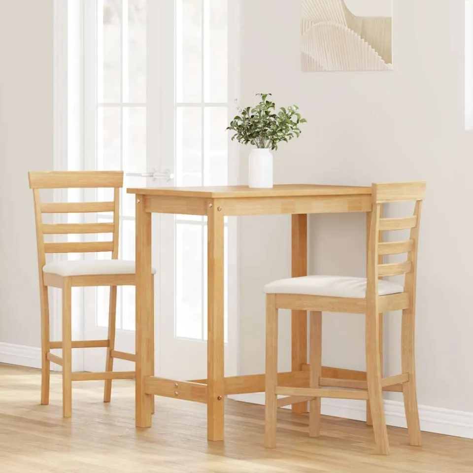 vidaXL Barkrukken met kussens 2 st massief hout naturel rubber, foto 3