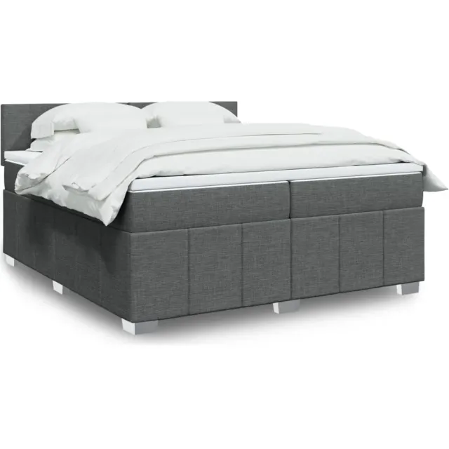 vidaXL Boxspring met matras stof donkergrijs 200x200 cm grijs