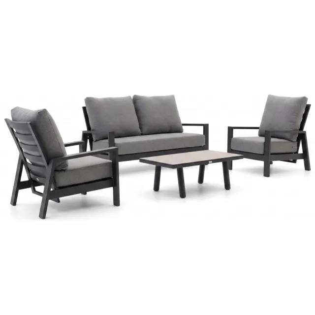 Tierra Outdoor Musone stoel-bank loungeset 4-delig 4-zits verstelbaar Grijs