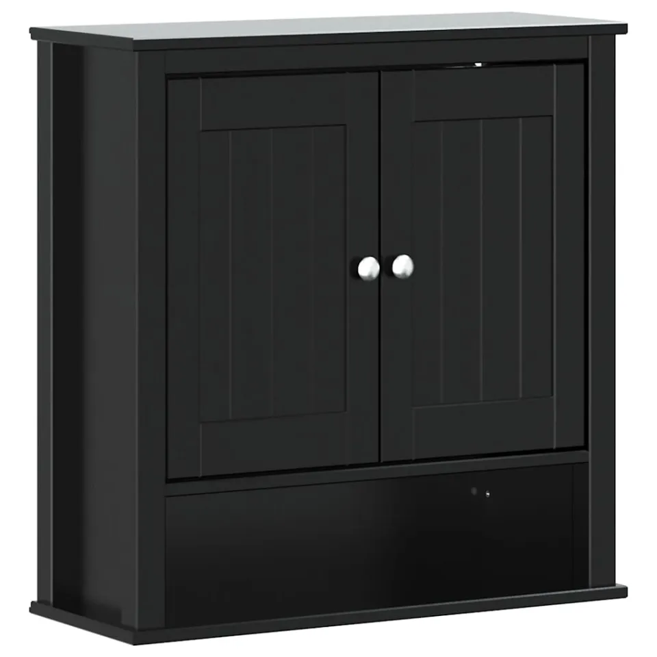 vidaXL Badkamerkast BERG 69,5x27x71,5 cm massief grenenhout zwart