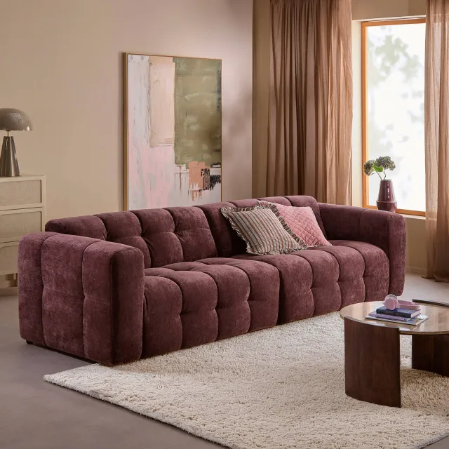 NOUS Living 4-zitsbank Lina burgundy, foto 2