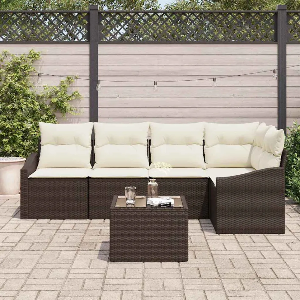 vidaXL Bankstel 6 st Bruin poly rattan, foto 3