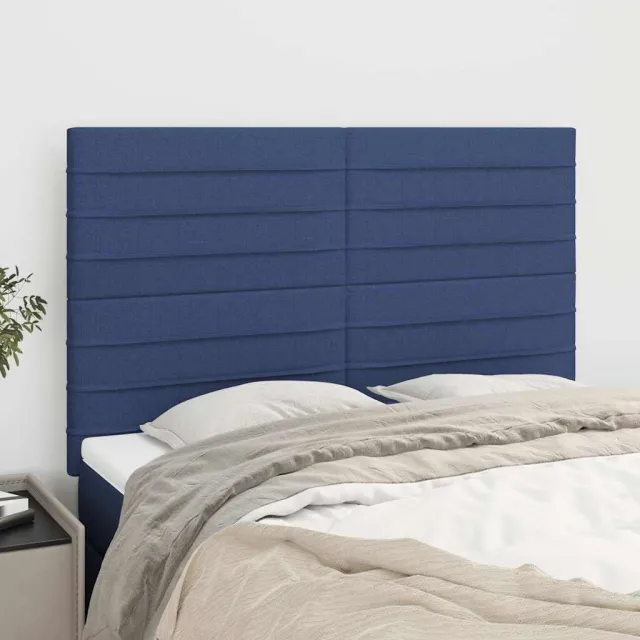 vidaXL Hoofdbord blauw 144x5x118/128 cm stof